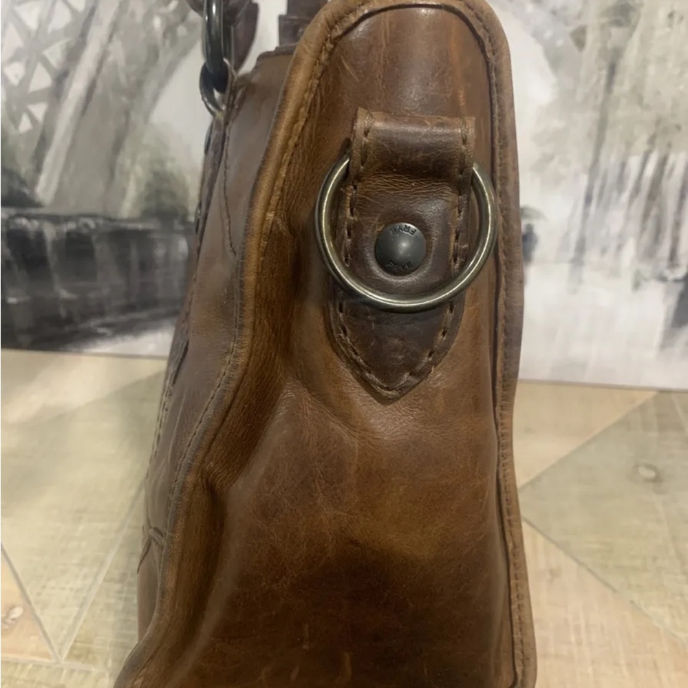 🤎🧡Frye Melissa Satchel Crossbody Bag Distressed Leather-Cognac-$388 - Picture 10 of 14